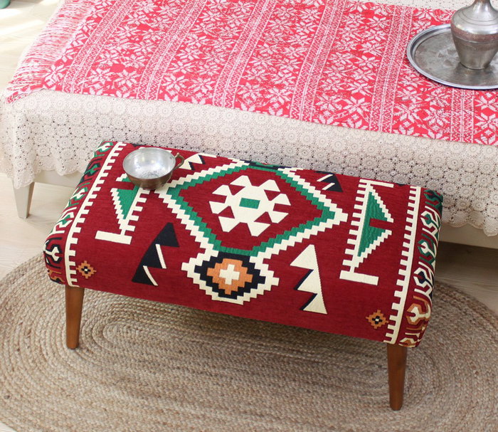 Atelier Del Sofa Puf Rojo Multicolor